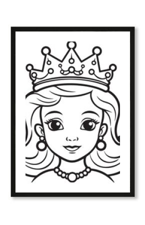 cute cartoon princess drawing for coloring hand drawn illustration