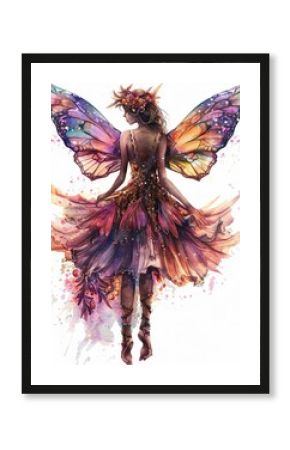 A fairy dressup costume with wings, magical outfit, watercolor illustration, isolated on white background