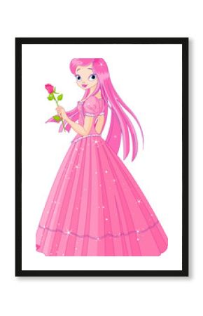 Beautiful pink princess with rose