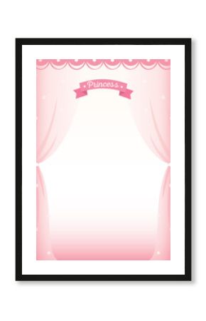 Princess frame with curtain pink background 