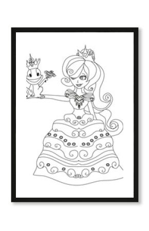 Beautiful young princess and big frog