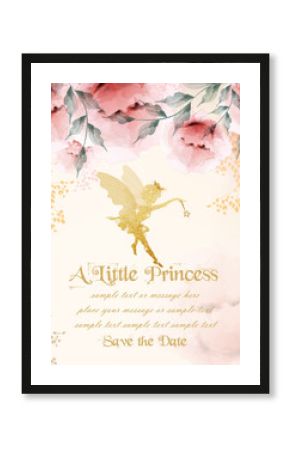 Happy birthday princess card Vector. Delicate floral bouquets
