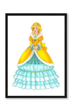 cartoon scene with beautiful princess on white background - illustration for children