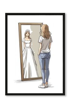 Young woman sees herself as a princess