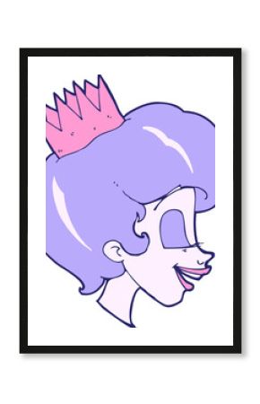 cartoon princess in bright neon color