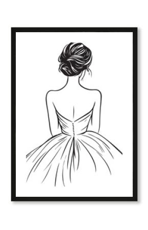back of the bridal dress line drawing