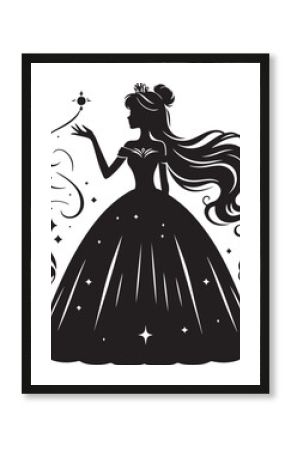 princess silhouette vector. Beautiful princess