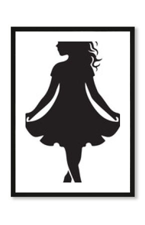 Playful vector image illustrating the silhouette of an endearing young girl.