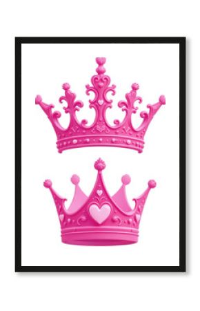 Two pink princess crowns with a transparent background