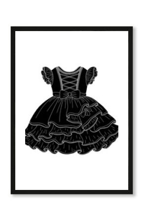 Beautiful dress vector silhouette icon on white background