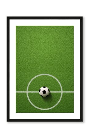 Soccer field or Football field with soccer ball on green grass background