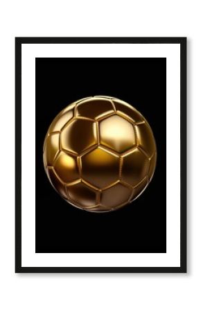 Vector golden soccer ball. Gold football ball on a black background. Generative AI