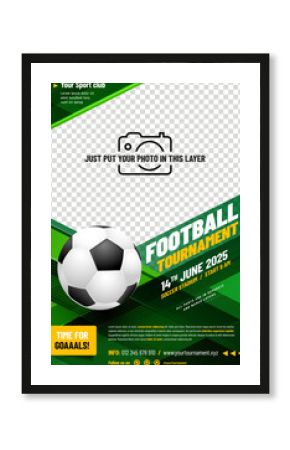 Football - soccer tournament poster template with ball