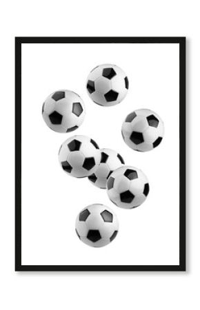 Falling Soccer ball, Football, isolated on white background, full depth of field