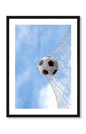 soccer ball on goal with net background