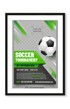 Football - soccer tournament poster template with ball
