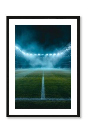 Empty Soccer Stadium Under Bright Lights