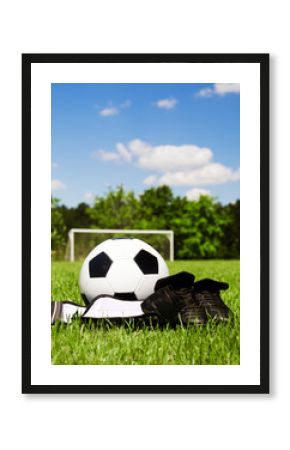 Child soccer or football gear on field