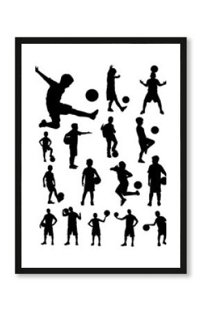 Junior soccer player detail silhouette. Vector, illustration. Good use for symbol, logo, web icon, mascot, sign, or any design you want.
