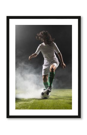 Full shot adult woman with soccer ball