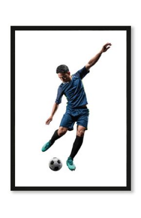 one soccer player man isolated on white background