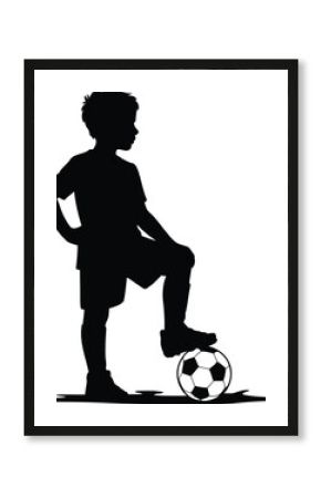 Young Soccer Player Stance Silhouette Design, Transparent Background.