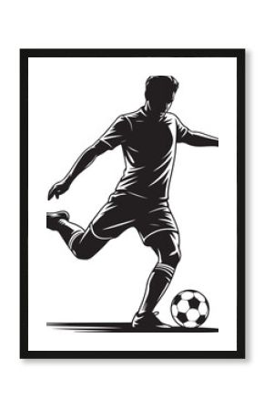 Vector football (soccer) player silhouette with ball