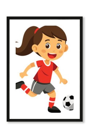 Cute and cartoon illustration of a girl playing soccer vector illustration, Use this vector is logo, kids item, clothing, sport club, Soccer and more, cartoon illustration of a girl playing soccer