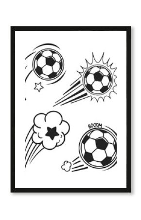 Vector art of soccer and basketball in motion with comic book style effects isolated on transparent background for sports and entertainment concepts