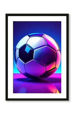 Colorful soccer ball on vibrant background with glow