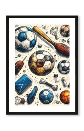 Various sports equipment collage