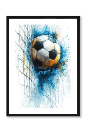 Dynamic soccer t-shirt design with splashing color effects of goal