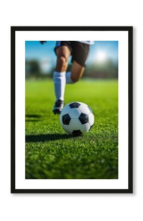 People playing soccer game in field.