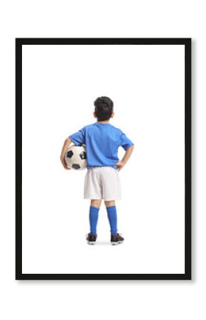 Rear view shot of a little boy football player