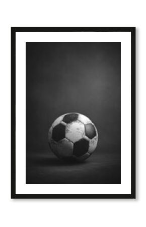 A black and white photo of a soccer ball on a plain background