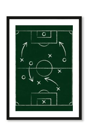Football and football tactics drawn with white chalk on a green board - Vector illustration