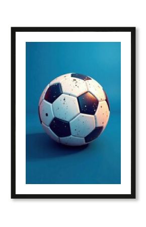 Soccer ball graphic with patterns and textures on blue background, blue, design, soccer