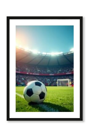 Minimalist soccer ball with goalposts and crowd, game, football