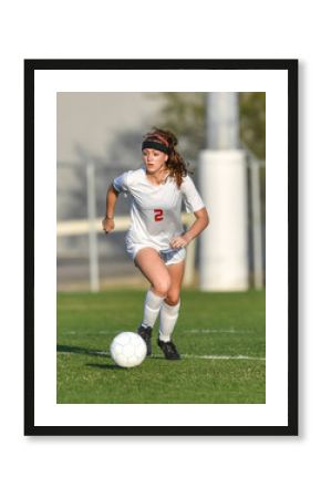 Young soccer player in action