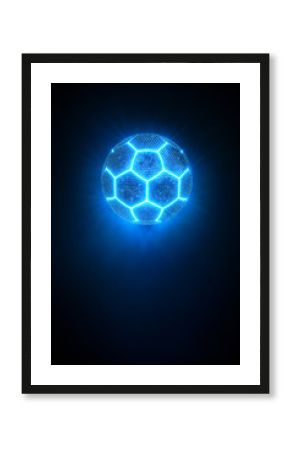 Artistic glowing blue championship soccer ball