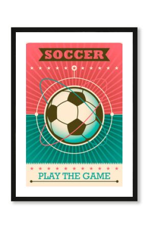 Retro style soccer poster design. Vector illustration.