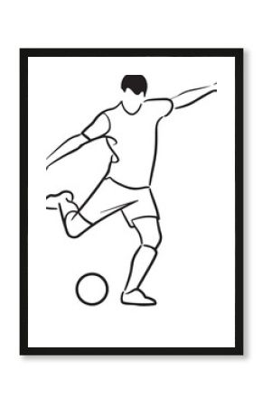 line art soccer player kicking ball illustration for sports design and athletic branding