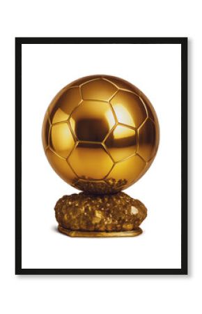 Balon de oro inspirado en el trofeo de jugadores de fútbol. Football ballon d'or on transparent or white background. Golden football trophy