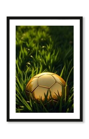 golden soccer ball in the grass