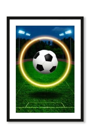 Soccer Ball, Night Field, Glow Circle
