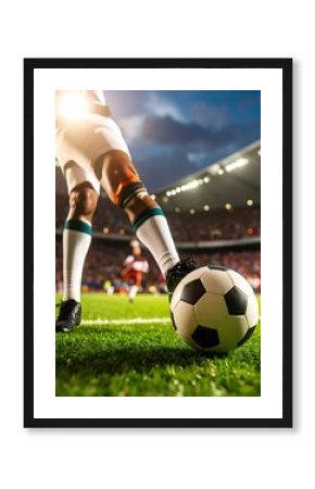 Soccer player about to kick ball