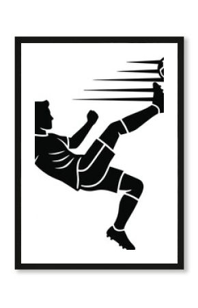 Dynamic silhouette of a soccer player kicking a ball