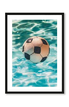 Soccer Ball Floating in a Pool on a Sunny Day