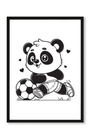 Coloring design panda play soccer