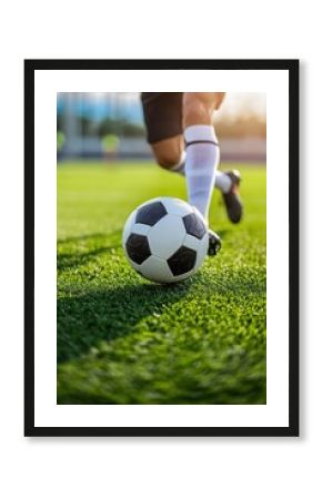 People playing soccer game in field.